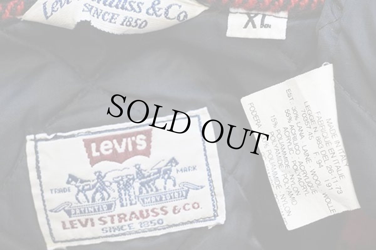 画像4: 90s イタリア製 Levi'sリーバイス バッファローチェック キルティングライナー ウール混 ベスト 赤×黒 XL★ユーロ (4)
