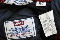 画像4: 90s イタリア製 Levi'sリーバイス バッファローチェック キルティングライナー ウール混 ベスト 赤×黒 XL★ユーロ (4)