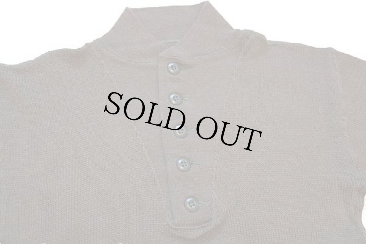 画像3: 70s 米軍 U.S.ARMY 5ボタン ハイネック ウールニット セーター オリーブドラブ L★B (3)