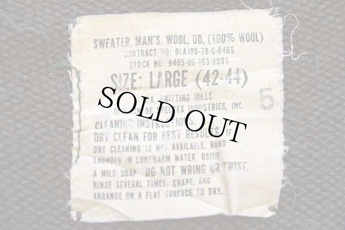 画像4: 70s 米軍 U.S.ARMY 5ボタン ハイネック ウールニット セーター オリーブドラブ L★B (4)