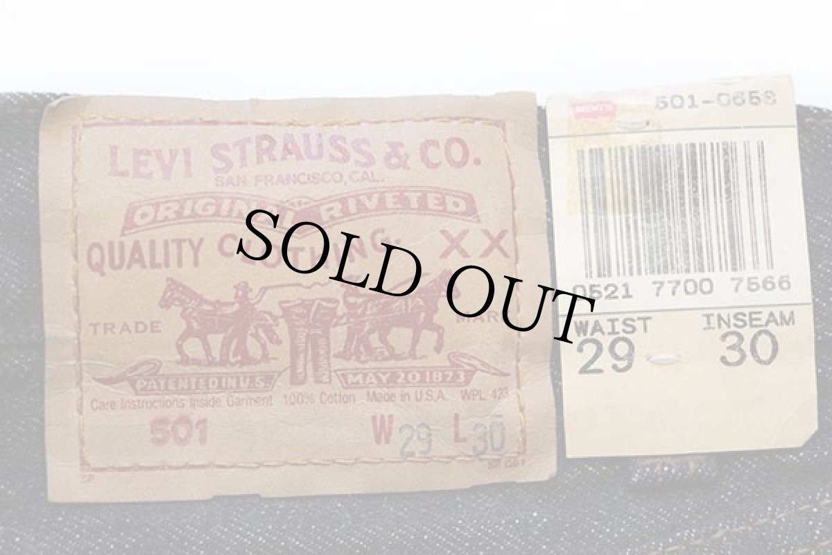 画像6: デッドストック★80s USA製 Levi'sリーバイス 501 先染め ブラック デニムパンツ w29 L30 (6)