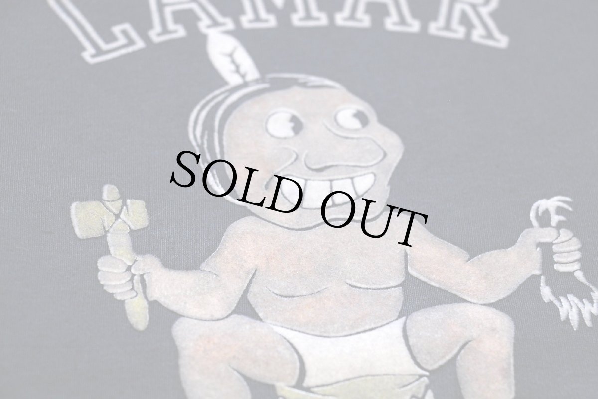 画像4: 60s LAMAR REDSKINS インディアン カラーフロッキープリント コットン スウェット 黒 (4)