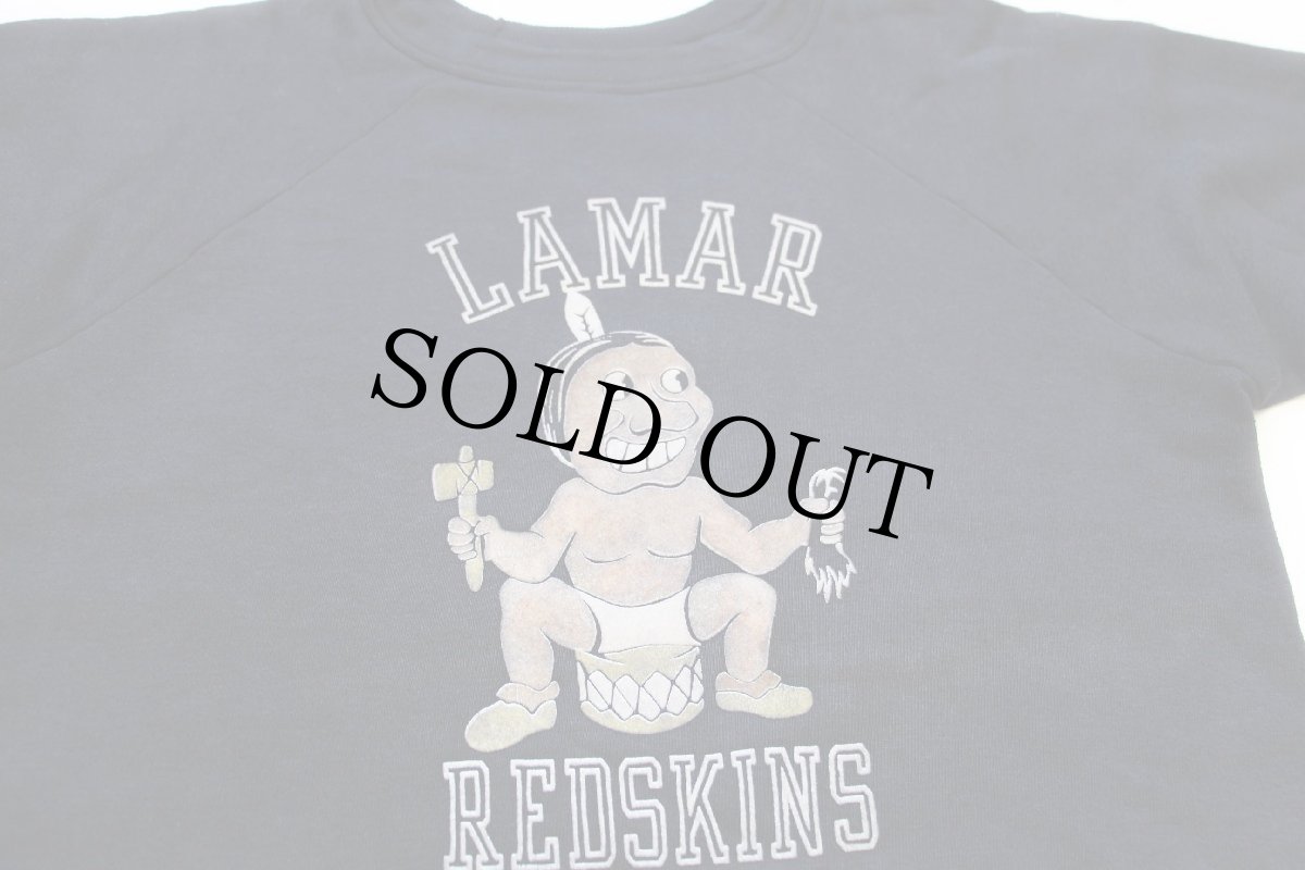 画像3: 60s LAMAR REDSKINS インディアン カラーフロッキープリント コットン スウェット 黒 (3)