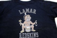 画像3: 60s LAMAR REDSKINS インディアン カラーフロッキープリント コットン スウェット 黒 (3)