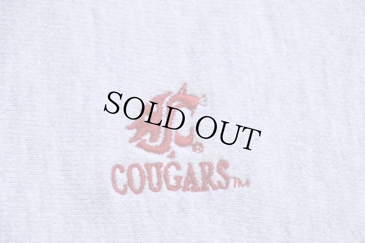 画像5: 90s メキシコ製 Championチャンピオン Washington State COUGARS ロゴ刺繍 リバースウィーブ スウェットパーカー 杢グレー XL (5)