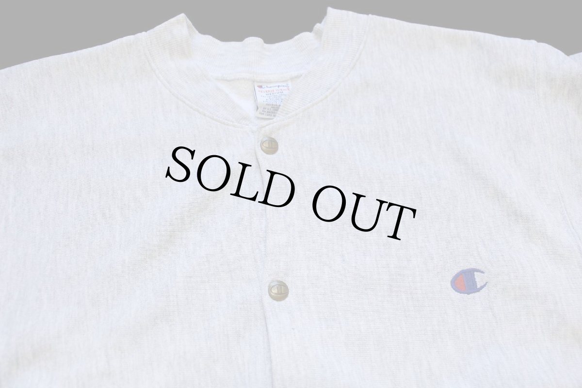 画像3: 90s メキシコ製 Championチャンピオン ワンポイント リバースウィーブ スウェット スナップカーディガン 杢グレー M (3)