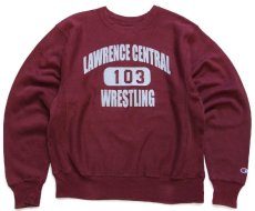 画像1: 00s Championチャンピオン LAWRENCE CENTRAL 103 WRESTLING 三段中抜き リバースウィーブ スウェット バーガンディ S (1)