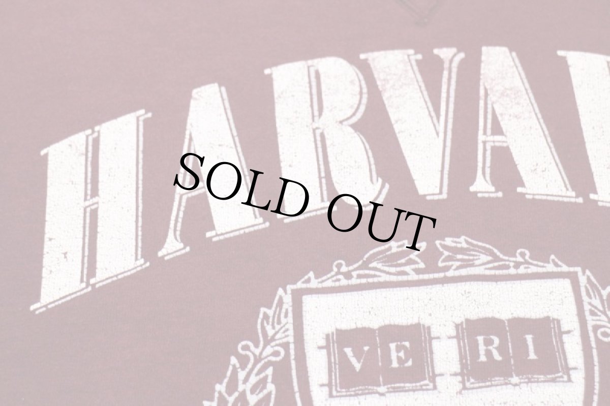 画像5: 90s Championチャンピオン HARVARD ビッグロゴ ひび割れプリント 前V スウェット バーガンディ (5)