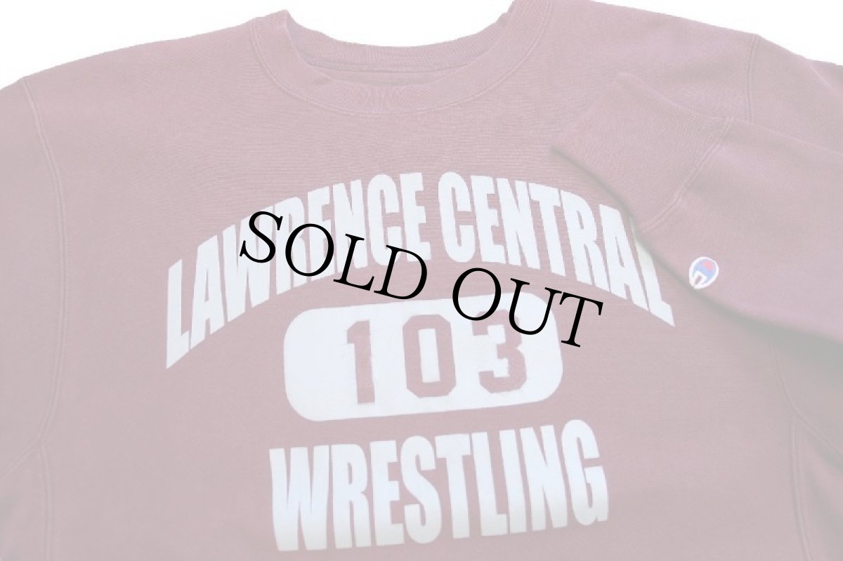 画像3: 00s Championチャンピオン LAWRENCE CENTRAL 103 WRESTLING 三段中抜き リバースウィーブ スウェット バーガンディ S (3)