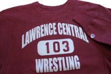 画像3: 00s Championチャンピオン LAWRENCE CENTRAL 103 WRESTLING 三段中抜き リバースウィーブ スウェット バーガンディ S (3)