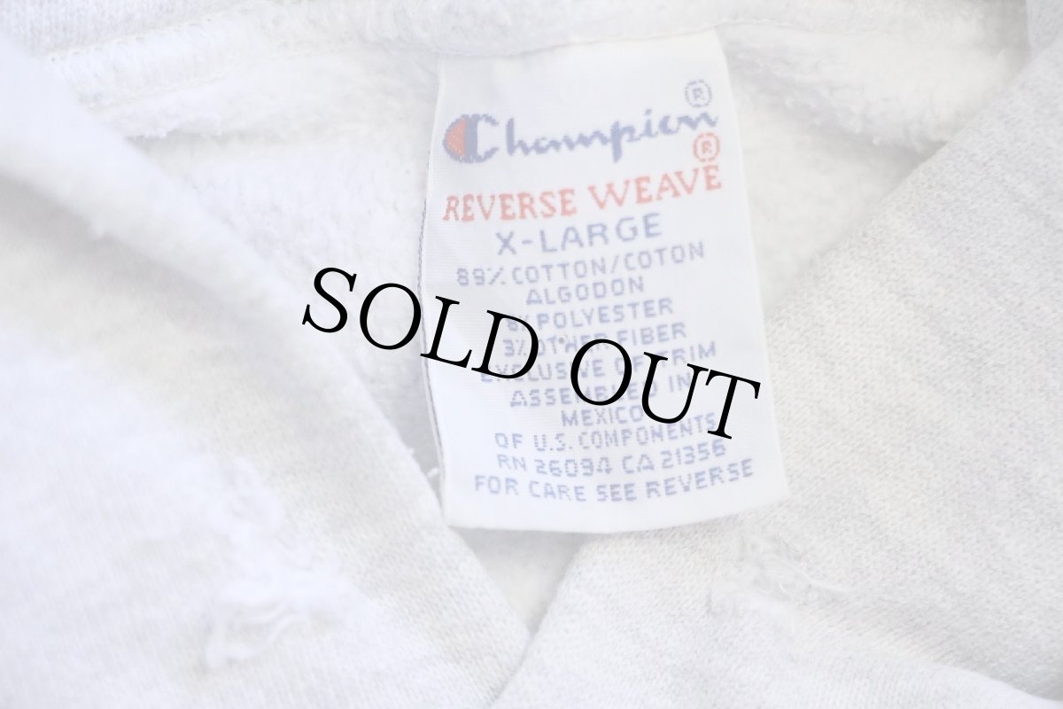 画像4: 90s メキシコ製 Championチャンピオン Washington State COUGARS ロゴ刺繍 リバースウィーブ スウェットパーカー 杢グレー XL (4)