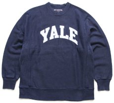 画像1: 00s メキシコ製 Championチャンピオン YALE パッチ付き リバースウィーブ スウェット 紺 M (1)