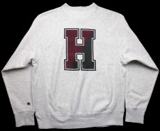 画像1: 00s Championチャンピオン HARVARD 両面プリント リバースウィーブ スウェット 杢ライトグレー S (1)