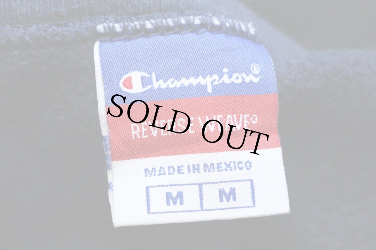 画像5: 00s メキシコ製 Championチャンピオン DELIVERY SERVICE ISSEI STAFF 両面ひび割れプリント リバースウィーブ スウェット 紺 フェード M (5)