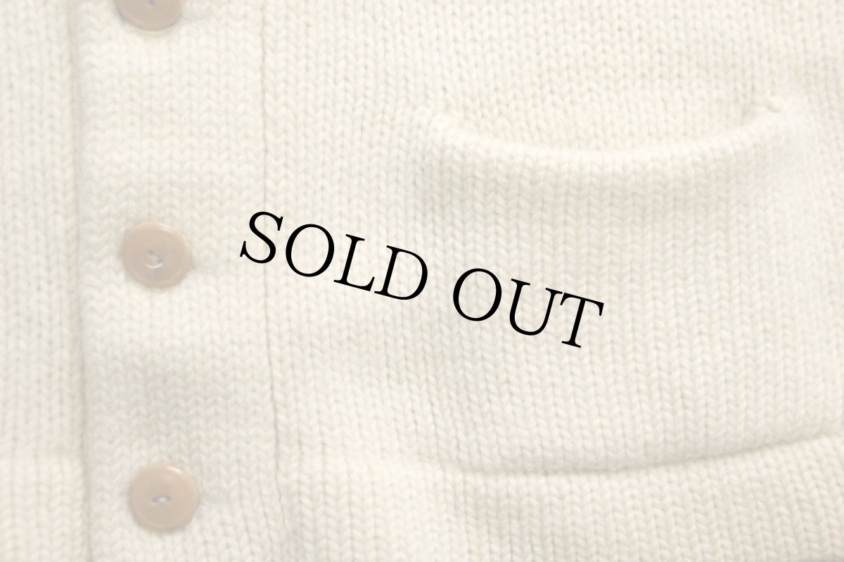 画像6: 40s Revere KNITTING MILLS ショールカラー ローゲージ ウールニット カーディガン ナチュラル (6)