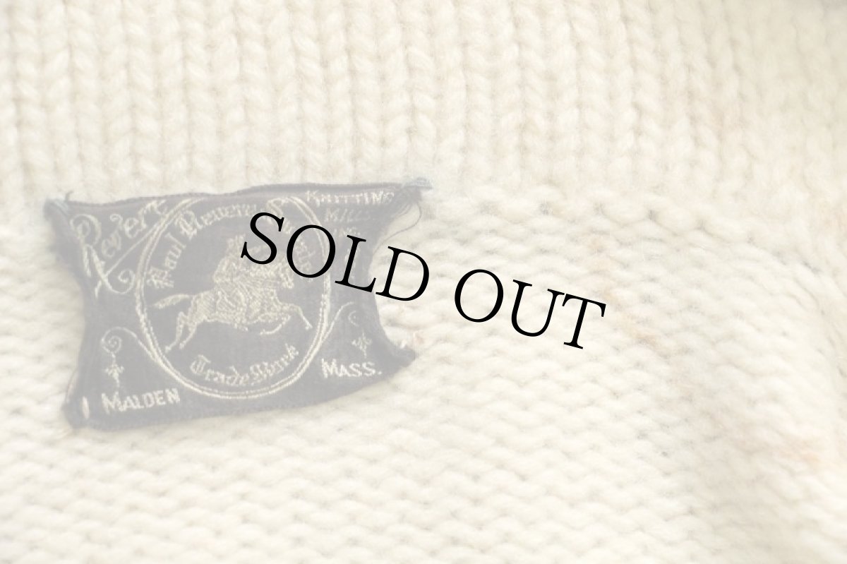 画像4: 40s Revere KNITTING MILLS ショールカラー ローゲージ ウールニット カーディガン ナチュラル (4)