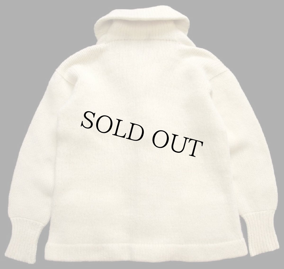 画像2: 40s Revere KNITTING MILLS ショールカラー ローゲージ ウールニット カーディガン ナチュラル (2)