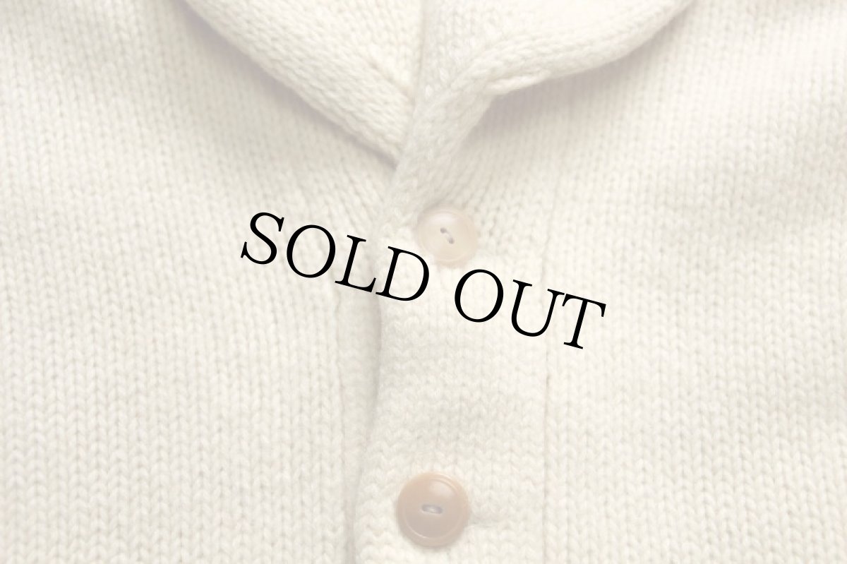 画像5: 40s Revere KNITTING MILLS ショールカラー ローゲージ ウールニット カーディガン ナチュラル (5)