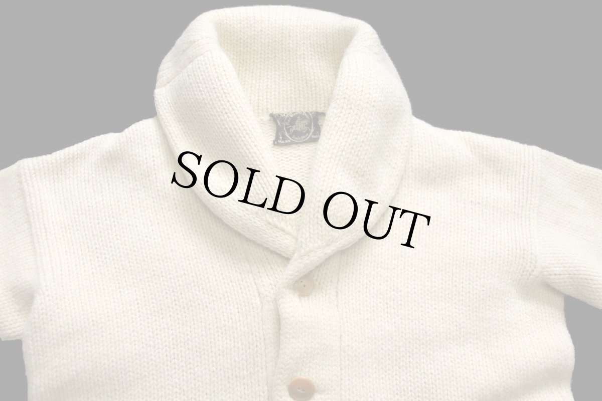 画像3: 40s Revere KNITTING MILLS ショールカラー ローゲージ ウールニット カーディガン ナチュラル (3)