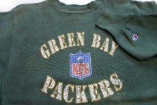 画像3: 90s メキシコ製 Championチャンピオン NFL GREEN BAY PACKERS ひび割れプリント リバースウィーブ スウェット 緑 フェード XL (3)