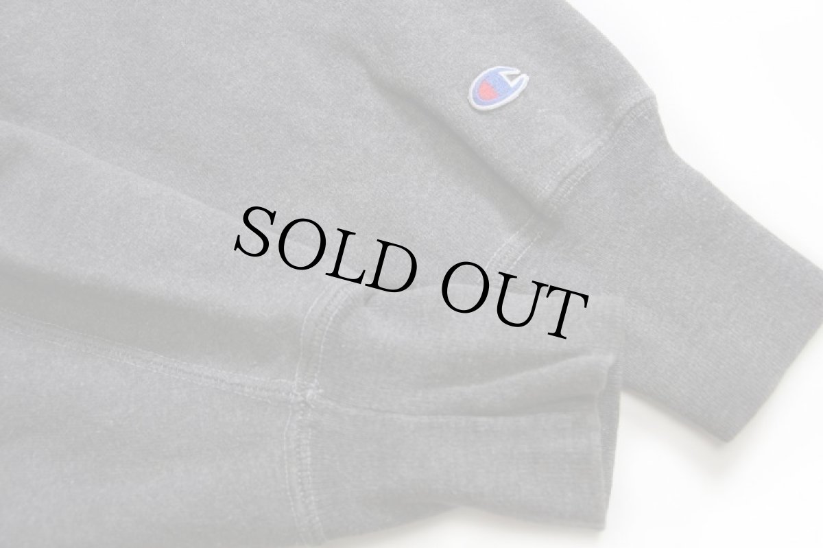 画像6: 90s USA製 Championチャンピオン スクリプト ビッグロゴ刺繍 リバースウィーブ スウェットパーカー 後染め チャコールグレー M (6)