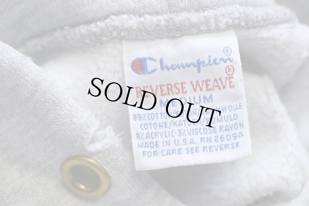 画像4: 90s USA製 Championチャンピオン ワンポイント リバースウィーブ スウェットパーカー 杢グレー M★168 (4)