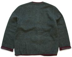 画像2: オーストリア製 UNKNOWN ノーカラー リバーシブル チロリアン ウール混 ジャケット 深緑×ワインレッド ミックス 42 (2)