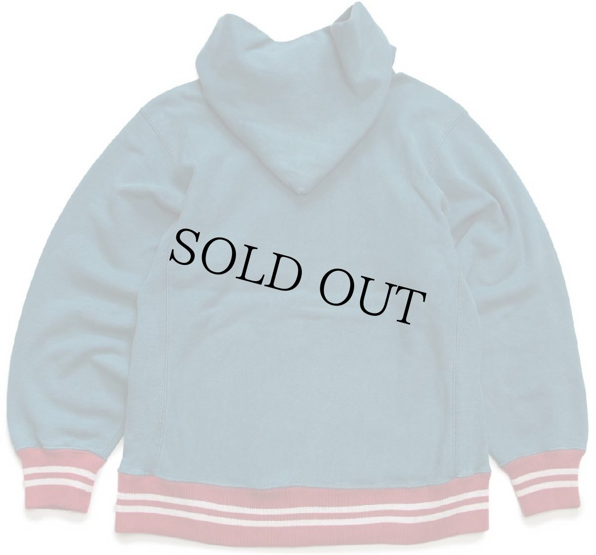 画像2: 90s USA製 Championチャンピオン ワンポイント リブライン リバースウィーブ スウェットパーカー 青緑×薄赤 M (2)