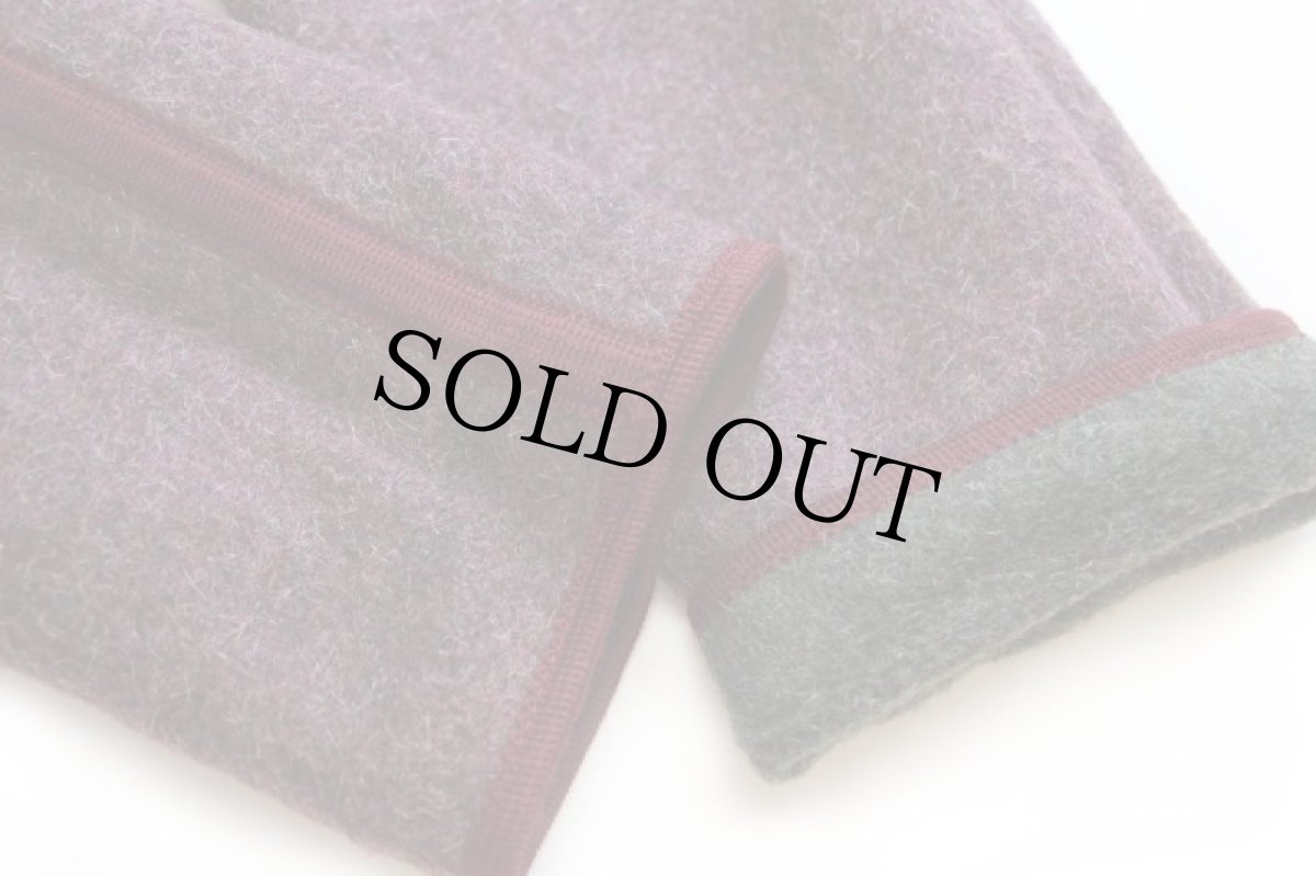 画像9: オーストリア製 UNKNOWN ノーカラー リバーシブル チロリアン ウール混 ジャケット 深緑×ワインレッド ミックス 42 (9)