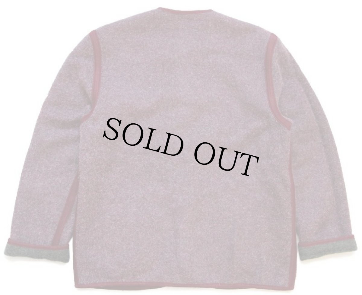 画像7: オーストリア製 UNKNOWN ノーカラー リバーシブル チロリアン ウール混 ジャケット 深緑×ワインレッド ミックス 42 (7)