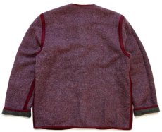 画像7: オーストリア製 UNKNOWN ノーカラー リバーシブル チロリアン ウール混 ジャケット 深緑×ワインレッド ミックス 42 (7)