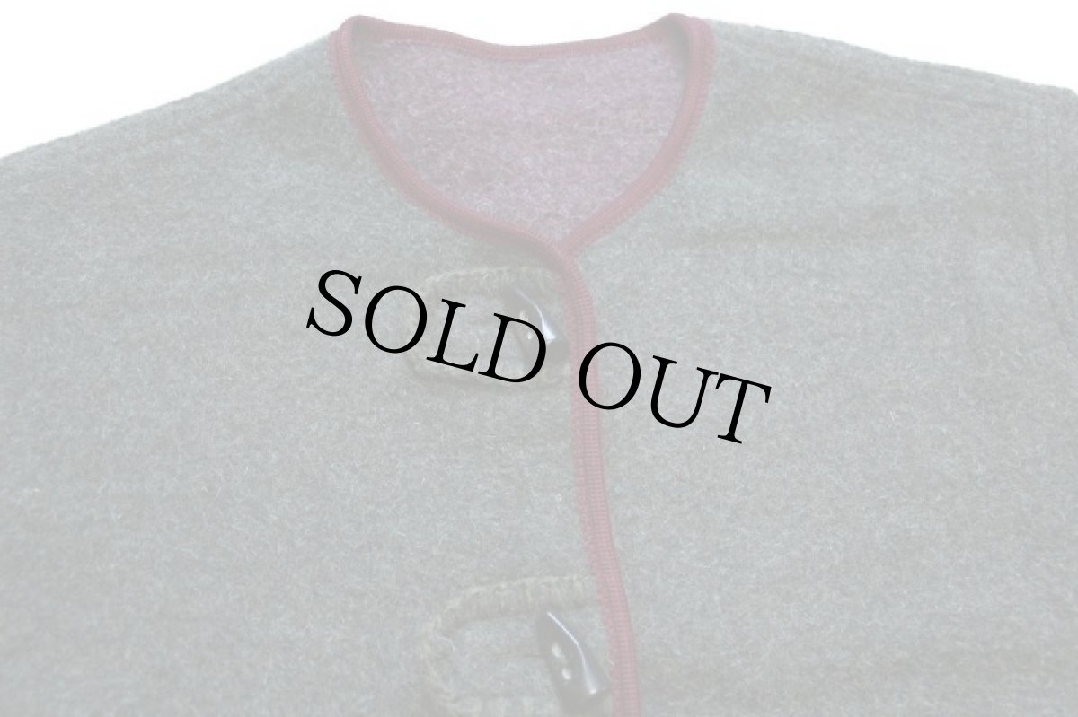 画像3: オーストリア製 UNKNOWN ノーカラー リバーシブル チロリアン ウール混 ジャケット 深緑×ワインレッド ミックス 42 (3)