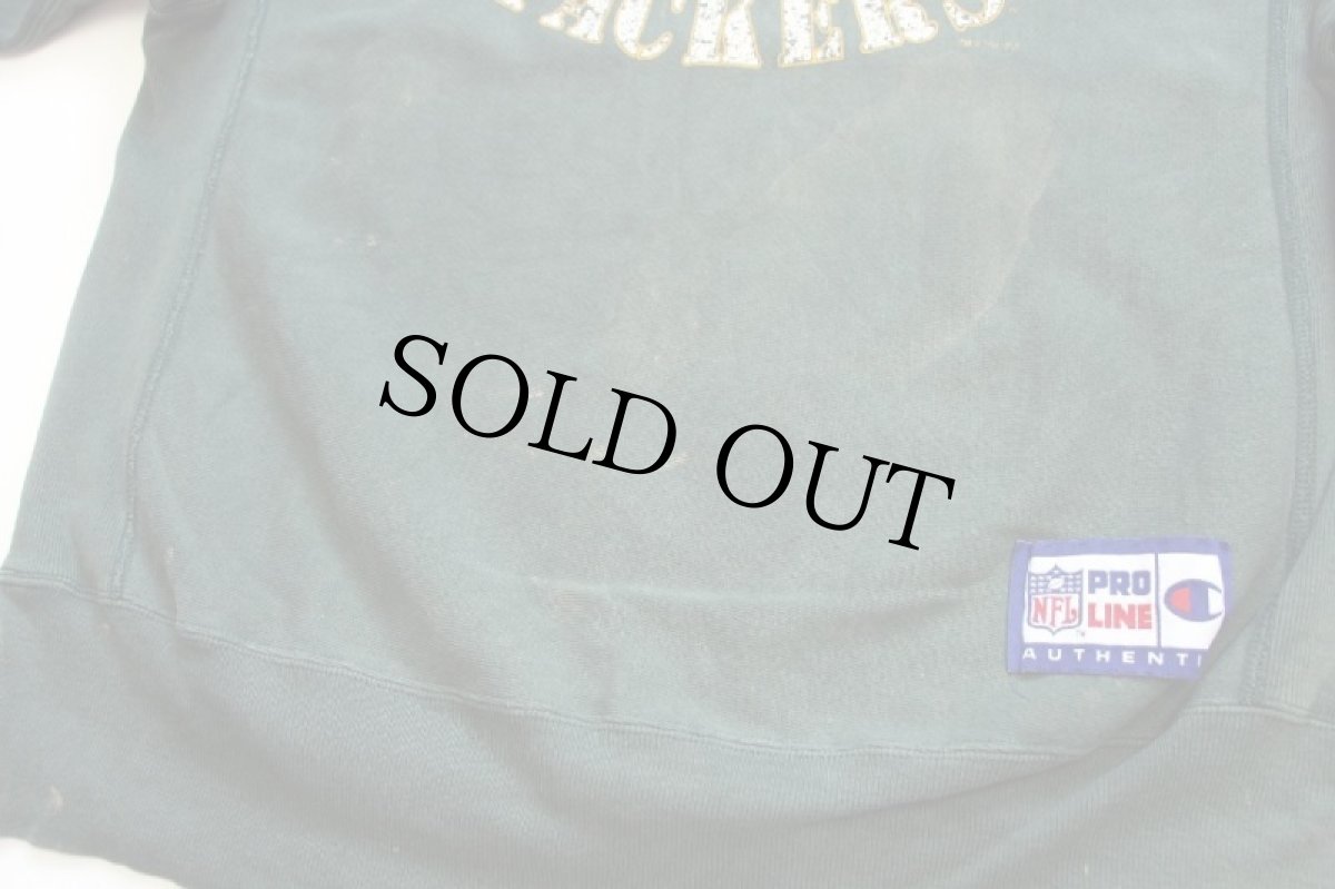 画像6: 90s メキシコ製 Championチャンピオン NFL GREEN BAY PACKERS ひび割れプリント リバースウィーブ スウェット 緑 フェード XL (6)