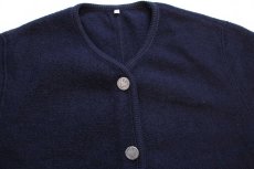 画像3: schoeller ノーカラー チロリアン ウールニット ジャケット 濃紺 46 (3)