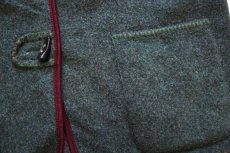 画像4: オーストリア製 UNKNOWN リバーシブル ノーカラー チロリアン ウール混 ジャケット 深緑×ワインレッド ミックス 42 (4)