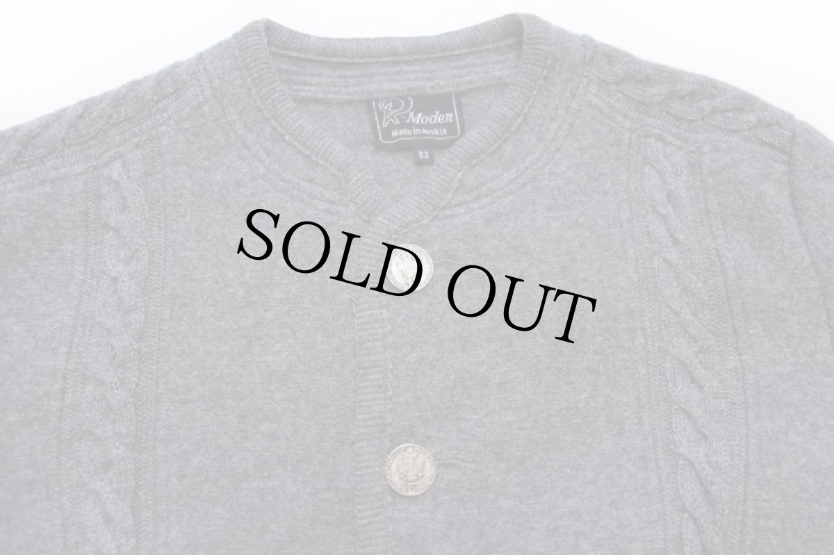 画像3: オーストリア製 Pk-Moden ニット切り替え ノーカラー チロリアン ボイルドウール ジャケット グレー 52 (3)