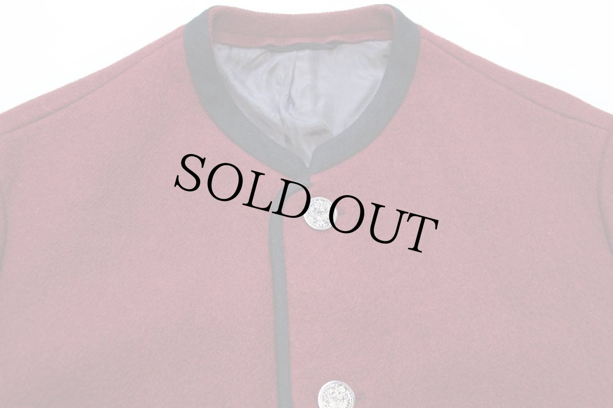 画像3: オーストリア製 Hirten-Loden スタンドカラー チロリアン メルトン ウール ジャケット バーガンディ 50 (3)