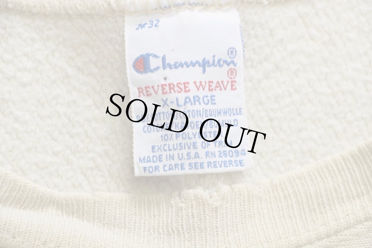 画像4: 90s USA製 Championチャンピオン NOTRE DAME パッチ付き リバースウィーブ スウェット クリーム XL (4)
