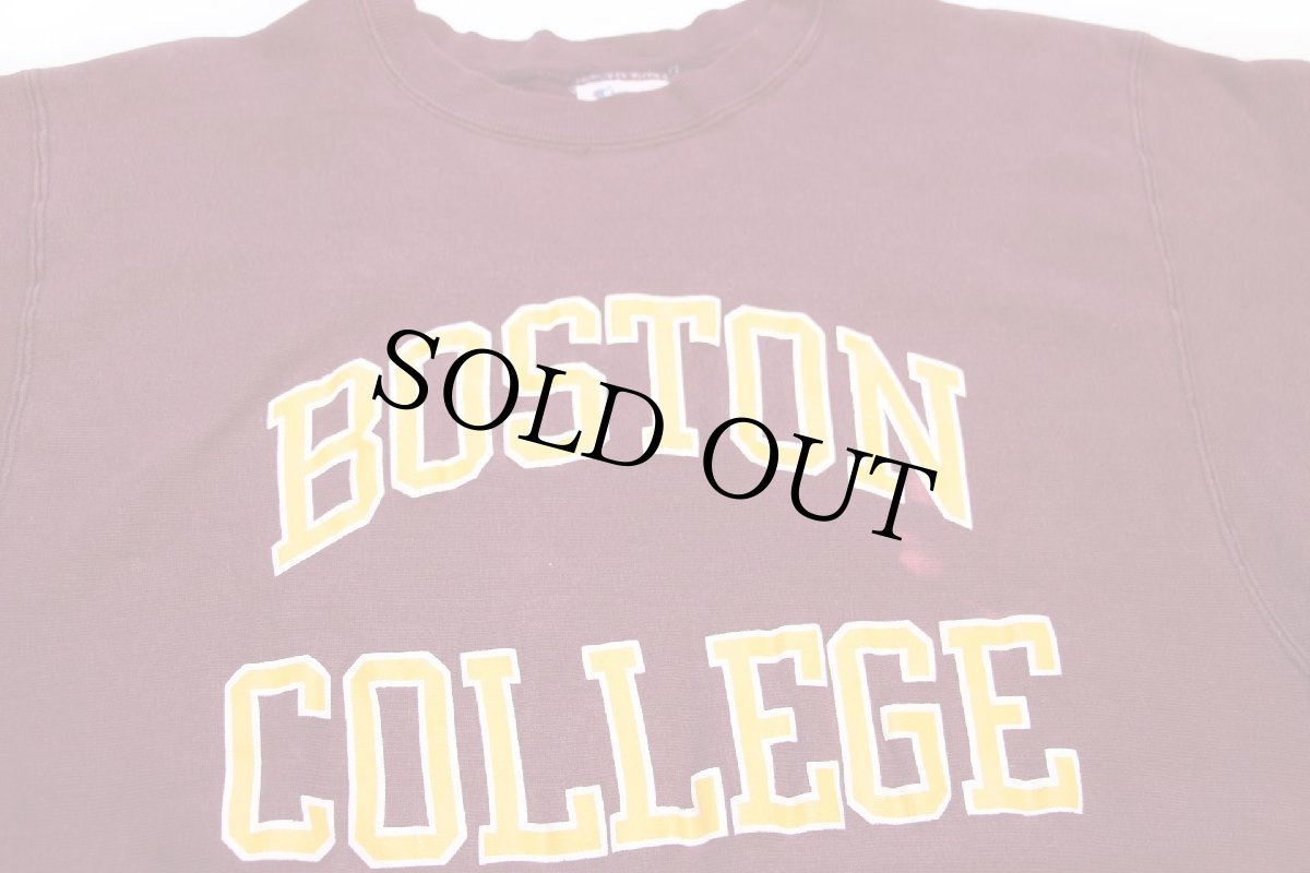 画像3: 80s USA製 Championチャンピオン BOSTON COLLEGE リバースウィーブ スウェット バーガンディ XXL★特大 (3)