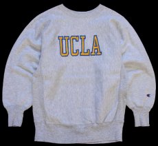 画像1: 90s USA製 Championチャンピオン UCLA 刺繍 リバースウィーブ スウェット 杢グレー M (1)