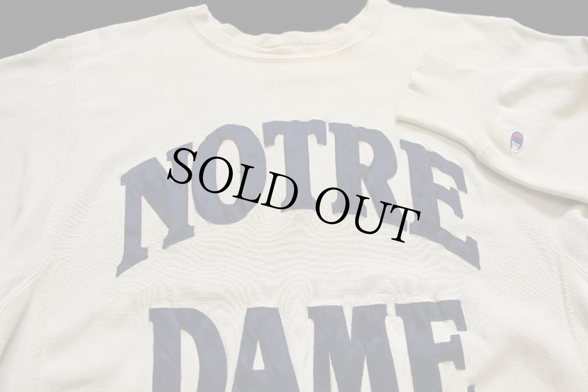 画像3: 90s USA製 Championチャンピオン NOTRE DAME パッチ付き リバースウィーブ スウェット クリーム XL (3)