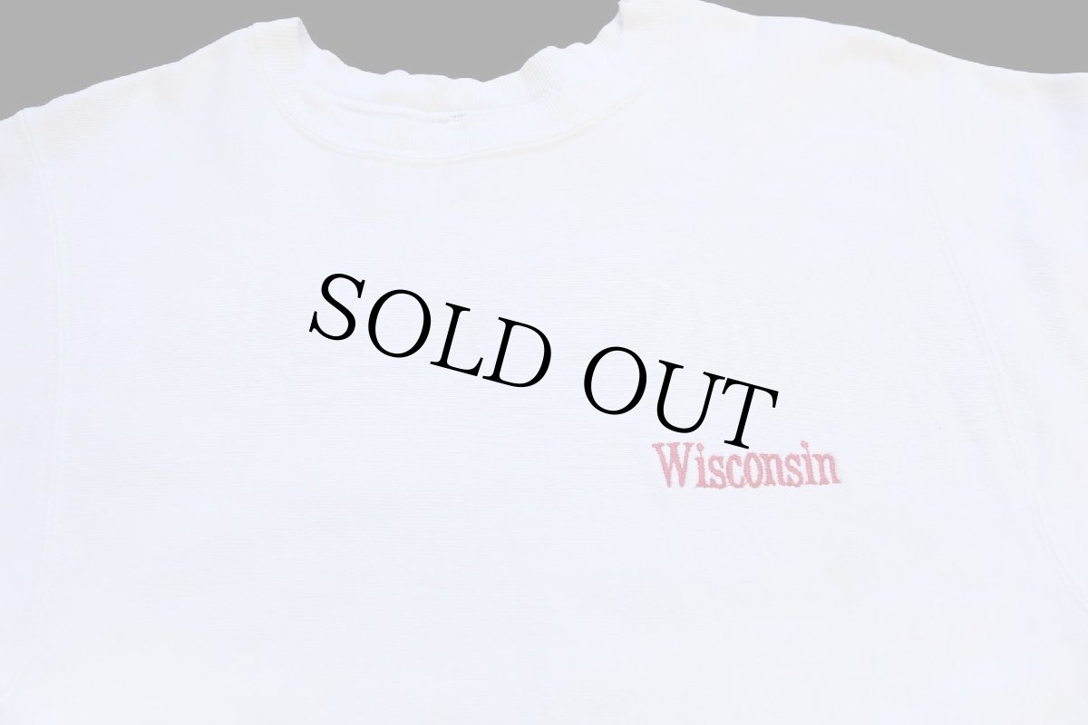 画像3: 80s USA製 Championチャンピオン Wisconsin 刺繍 リバースウィーブ スウェット 白 M (3)