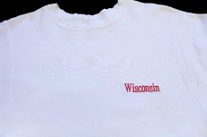 画像3: 80s USA製 Championチャンピオン Wisconsin 刺繍 リバースウィーブ スウェット 白 M (3)