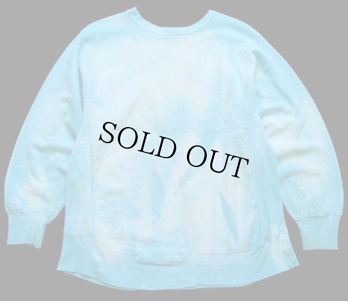 画像2: 80s USA製 Championチャンピオン ワンポイント ブリーチ加工 リバースウィーブ スウェット ボロ 水色 L (2)