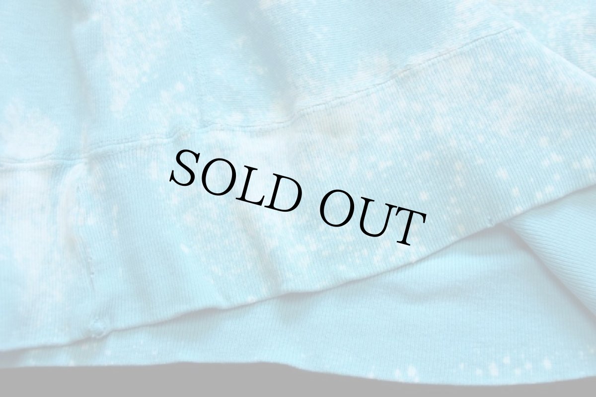 画像7: 80s USA製 Championチャンピオン ワンポイント ブリーチ加工 リバースウィーブ スウェット ボロ 水色 L (7)