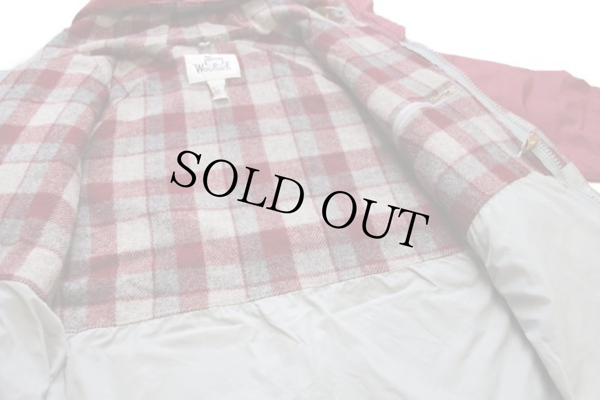 画像5: 70s USA製 Woolrichウールリッチ チェック ウールライナー マウンテンパーカー バーガンディ S (5)