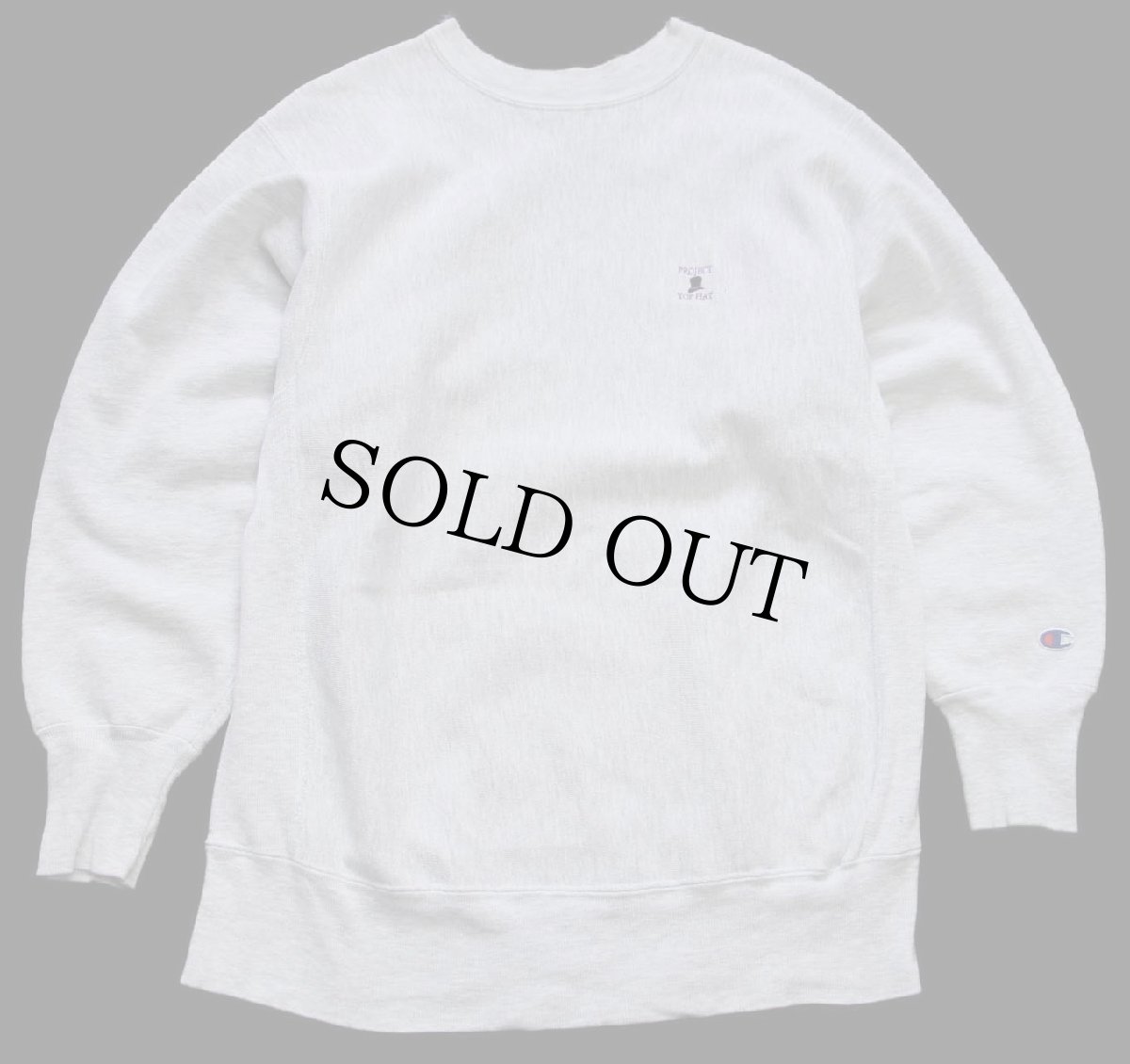 画像1: 90s USA製 Championチャンピオン PROJECT TOP HAT 刺繍 リバースウィーブ スウェット 杢グレー XL (1)