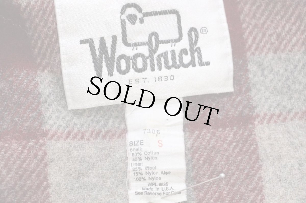 画像4: 70s USA製 Woolrichウールリッチ チェック ウールライナー マウンテンパーカー バーガンディ S (4)