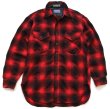 USA製　ウールシャツ　オンブレ　シャツ　ヴィンテージ　ブラック×ホワイト 70s USA製 PENDLETONペンドルトン Outdoors Man オンブレ