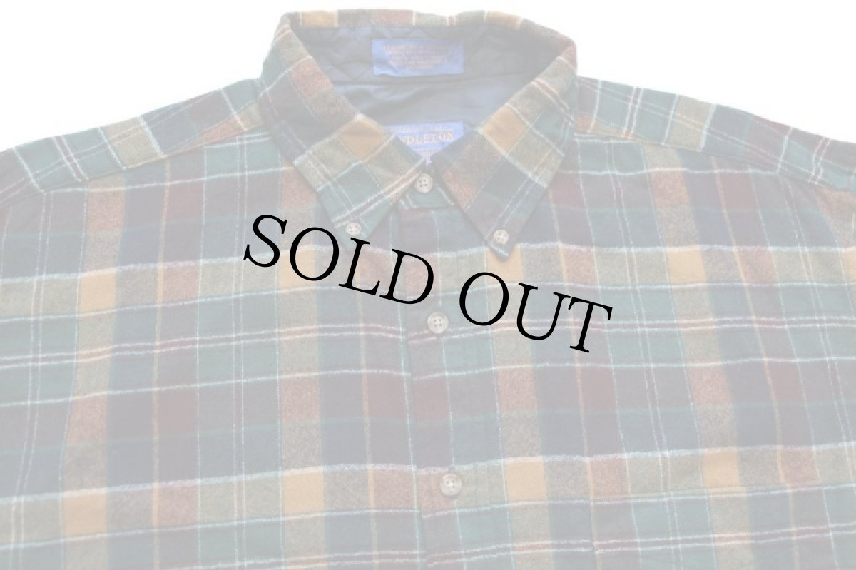 画像3: 00s メキシコ製 PENDLETONペンドルトン チェック ボタンダウン ウールシャツ L (3)